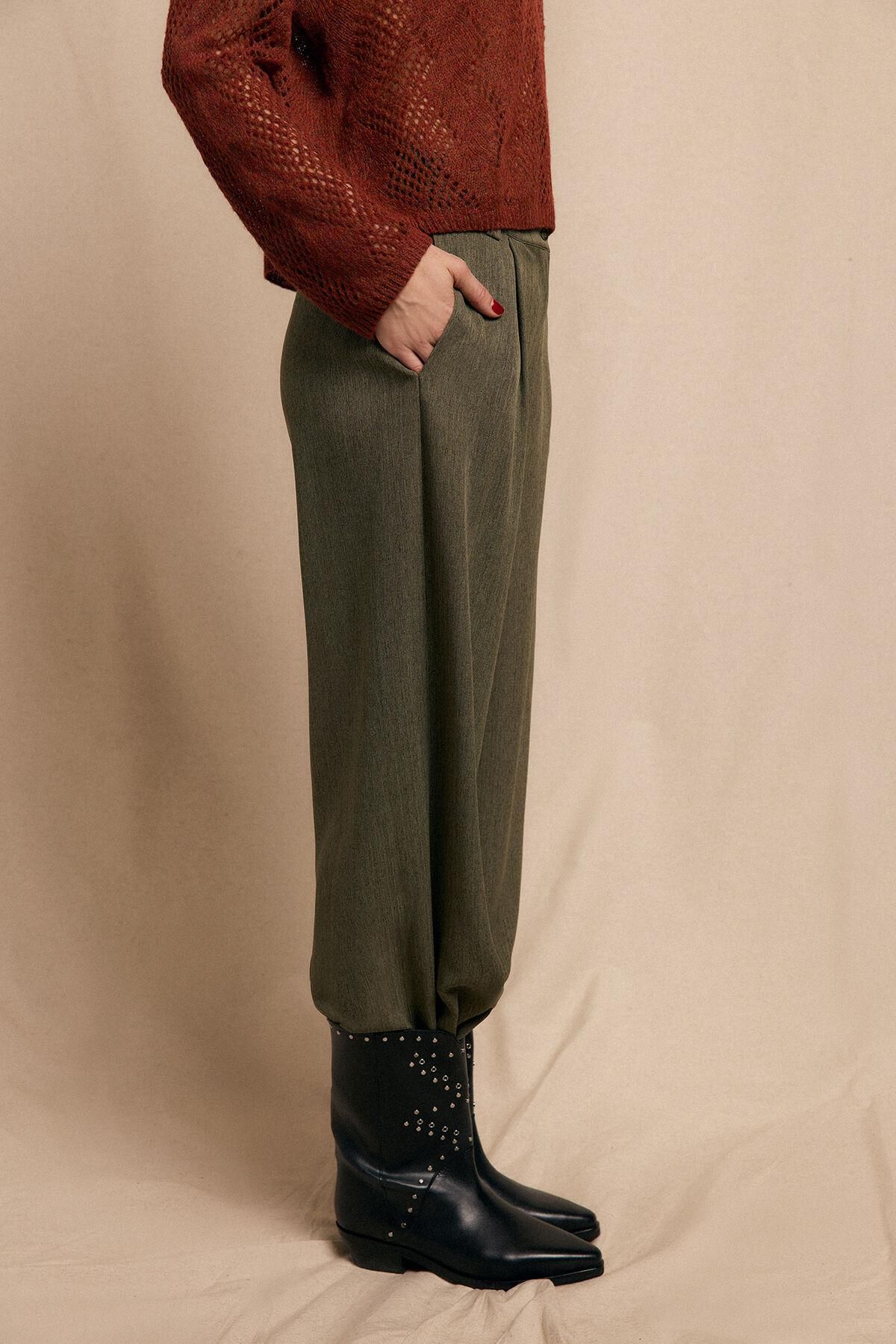 슬로우러브 에코 와이드 더블핀턱 슬랙스 팬츠 3722145 KAKI - 상세 이미지 5