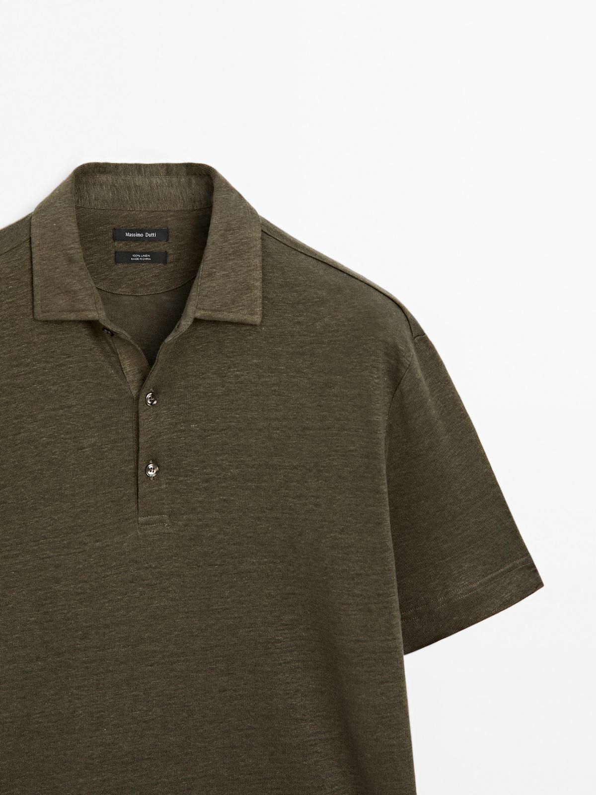 마시모두띠 프리미엄 린넨 반팔 폴로 셔츠 0606/157 DARK KHAKI - 상세 이미지 2