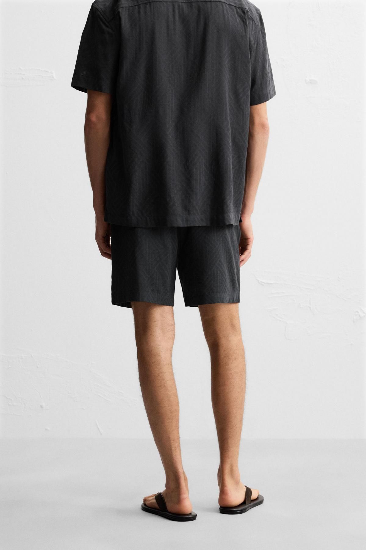 자라 지오메트릭 자카드 릴렉스핏 버뮤다 반바지 1450/302 ANTHRACITE GREY - 상세 이미지 4