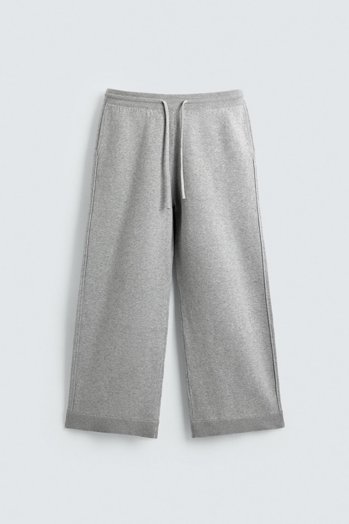 자라 컴팩트 코튼 블렌드 와이드 니트 팬츠 4696/313 GREY MARL 이미지 8