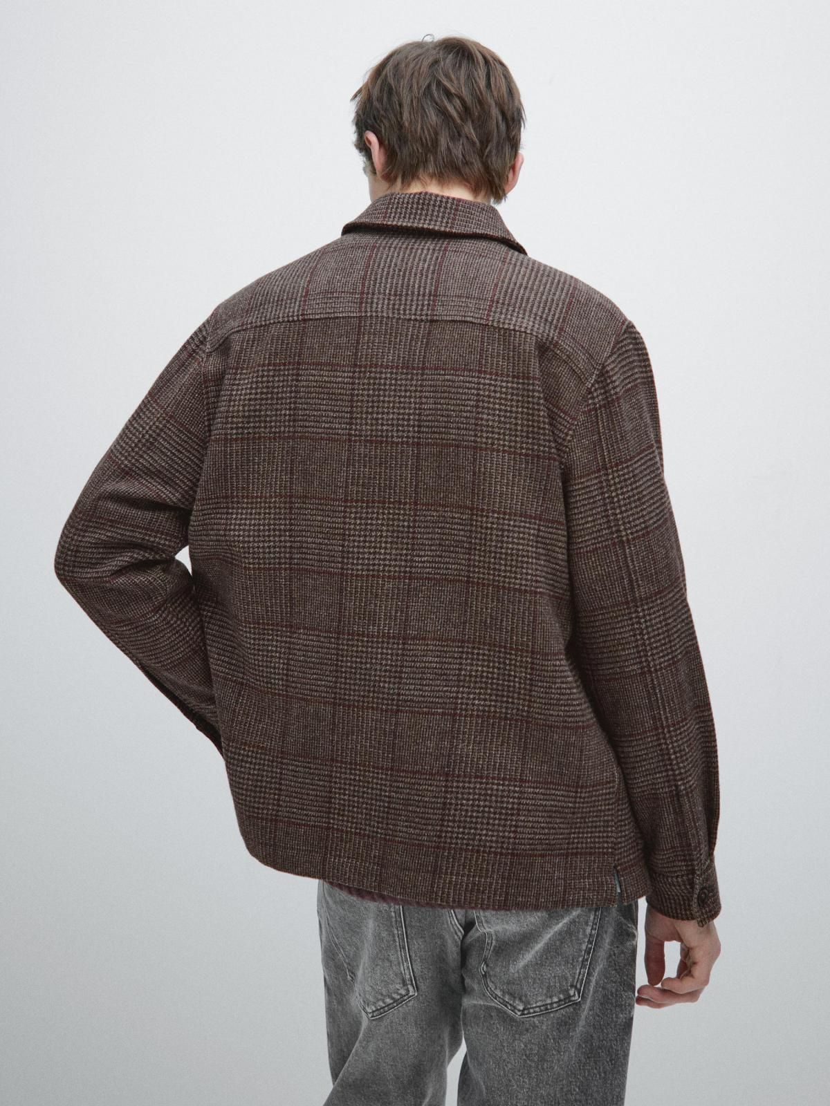 마시모두띠 울 블렌드 체크 오버셔츠 1808/279 MINK - 상세 이미지 4