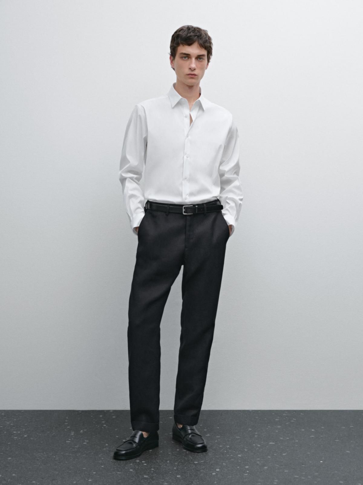 마시모두띠 슬림핏 테크니컬 스트레치 긴팔 셔츠 0104/664 WHITE - 상세 이미지 3