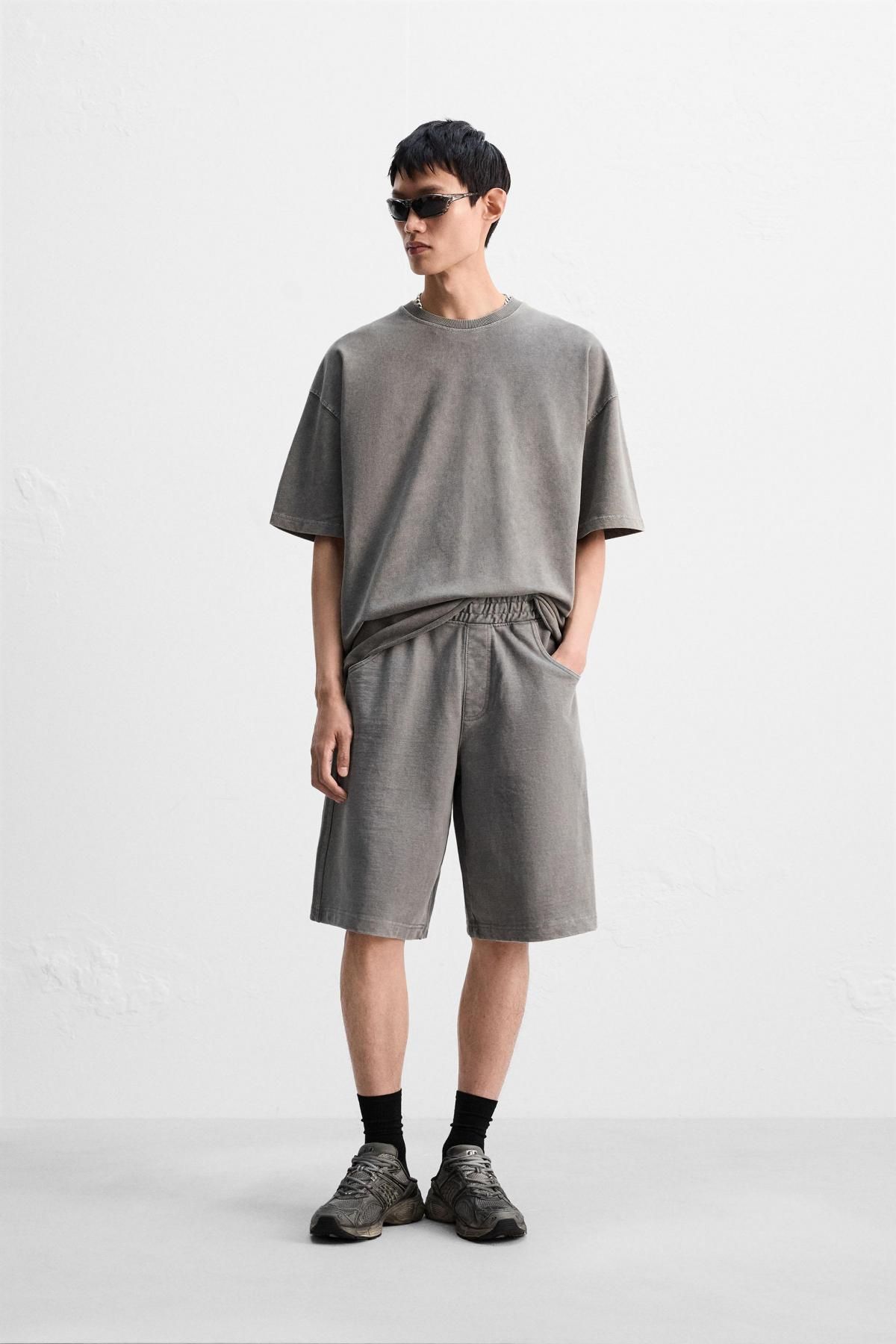 자라 조거 와이드핏 배기 반바지 4729/999 LIGHT GREY - 상세 이미지 2