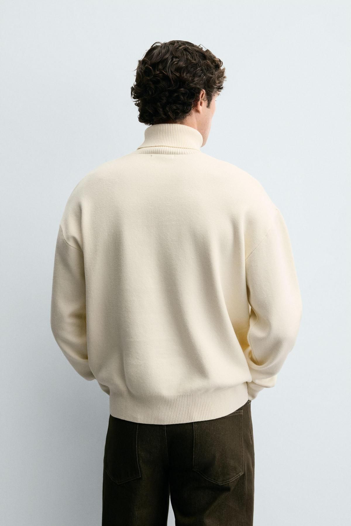 자라 소프트 하이넥 아이보리 니트 스웨터 5536/333 OYSTER-WHITE - 상세 이미지 4