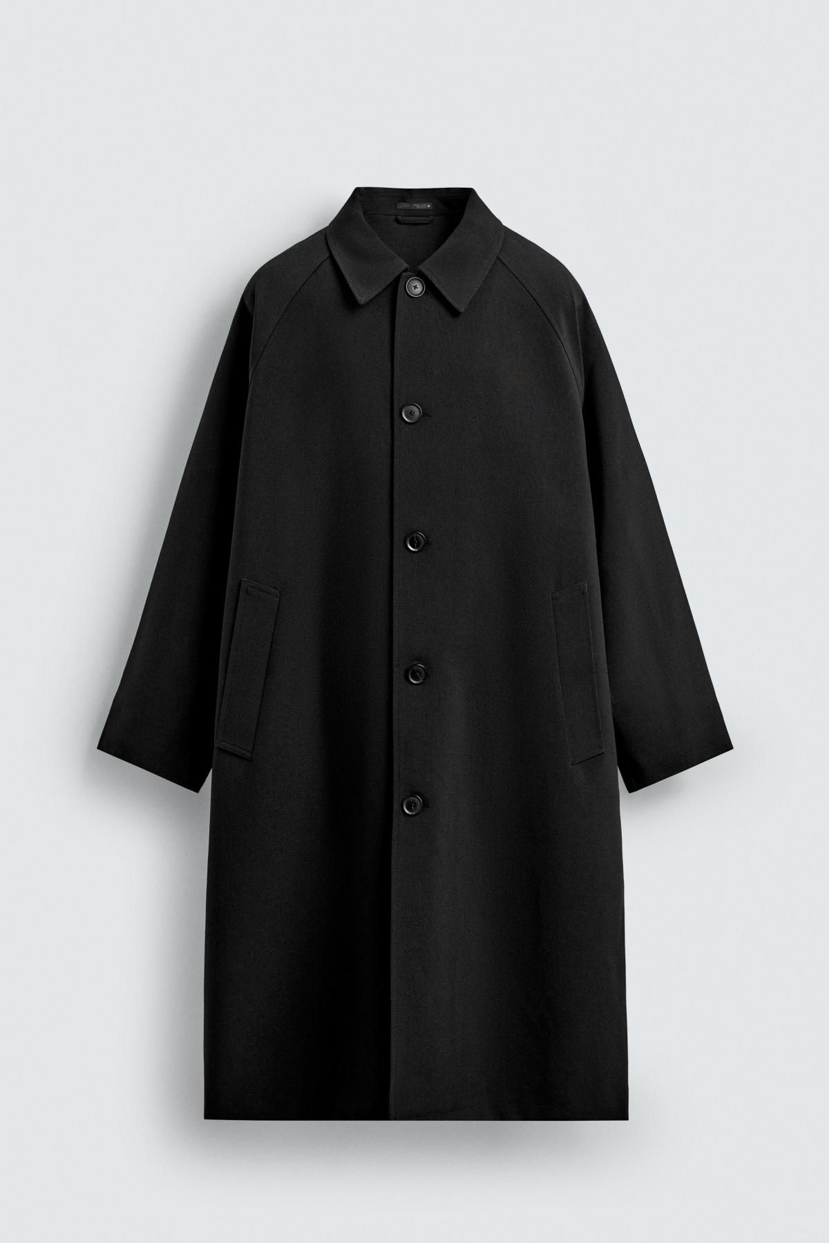 자라 오버사이즈 울 블렌드 트렌치코트 8281/551 BLACK - 상품 이미지