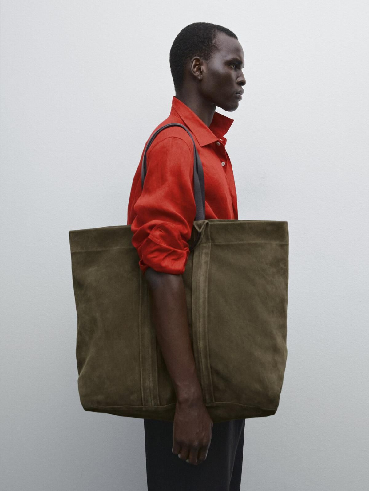마시모두띠 프리미엄 스웨이드 레더 토트백 SPLIT SUEDE LEATHER SHOPPER BAG 2352/315 KHAKI - 상세 이미지 2