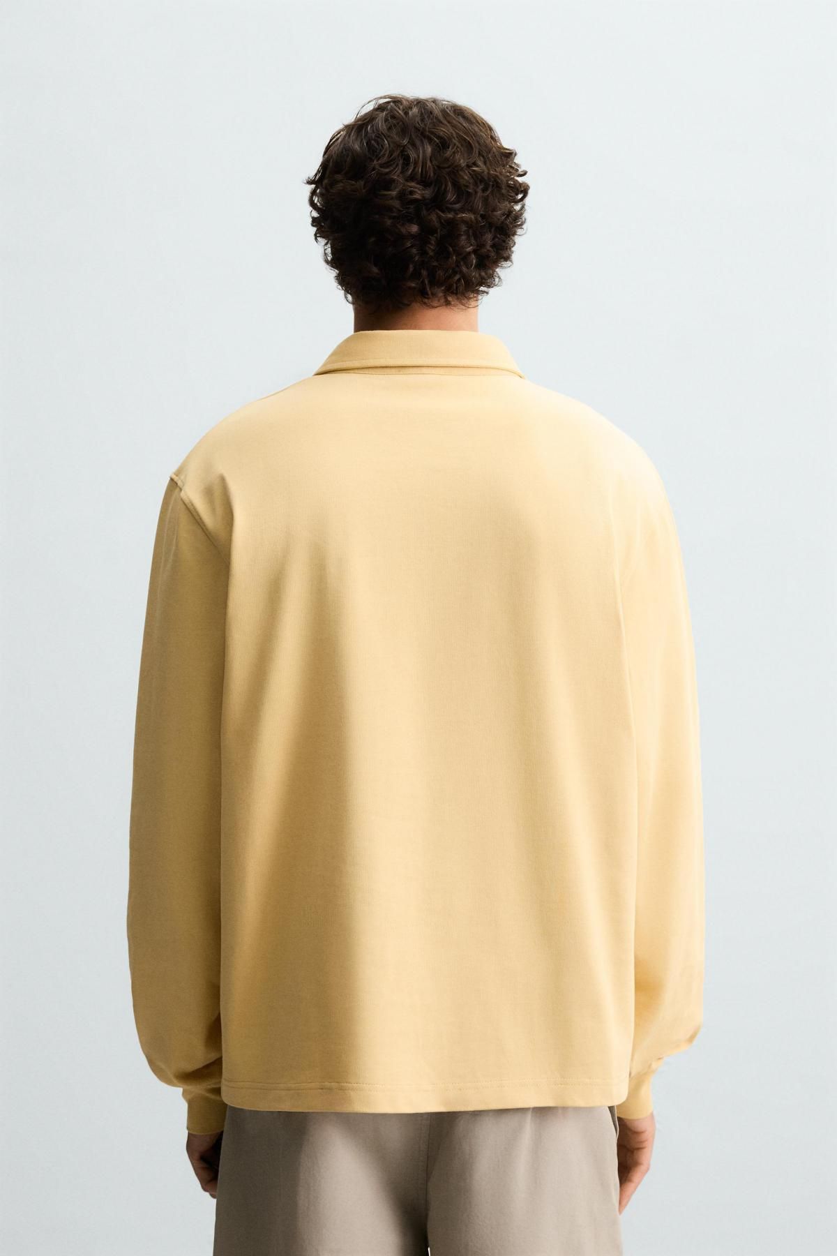 자라 베이직 배색 테크니컬 긴팔 폴로 셔츠 4087/359 YELLOW - 상세 이미지 4