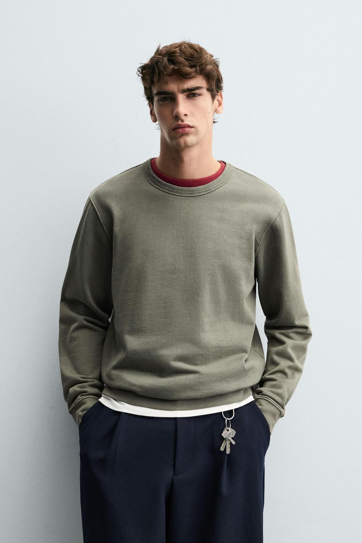 자라 코튼 크루넥 베이직 긴팔 스웨트셔츠 3443/360 LIGHT GREEN - 상세 이미지 3