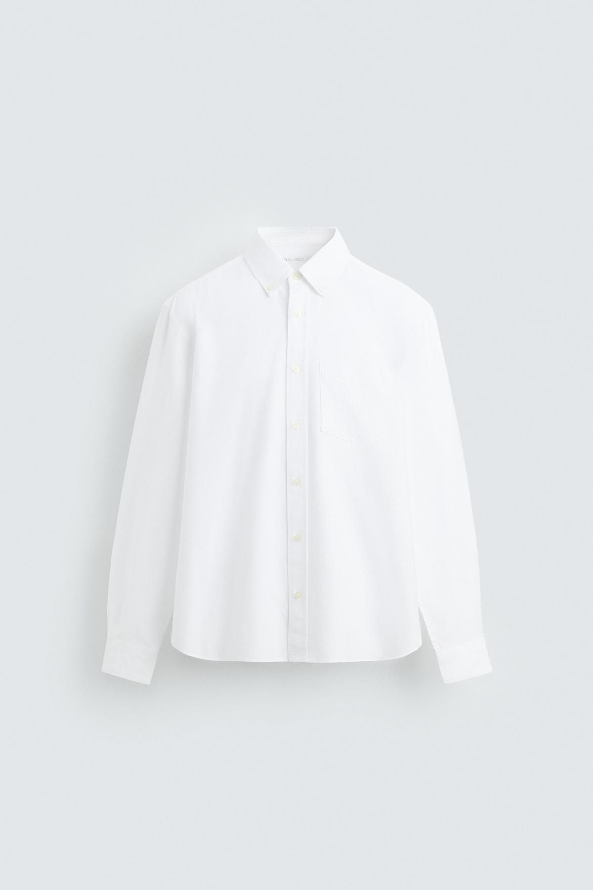 자라 레귤러핏 테크니컬 옥스포드 코튼 긴팔 셔츠 1063/417 WHITE - 메인 이미지