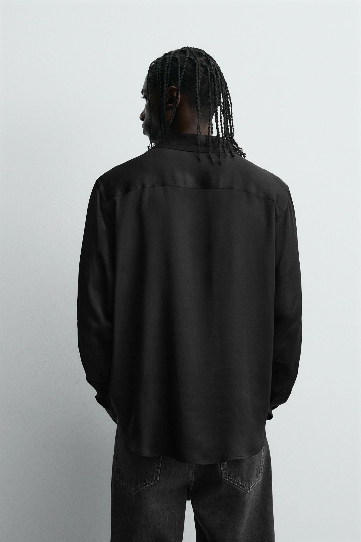 자라 테크니컬 블랙 드로스트링 긴팔 폴로셔츠 6659/961 BLACK - 상세 이미지 4