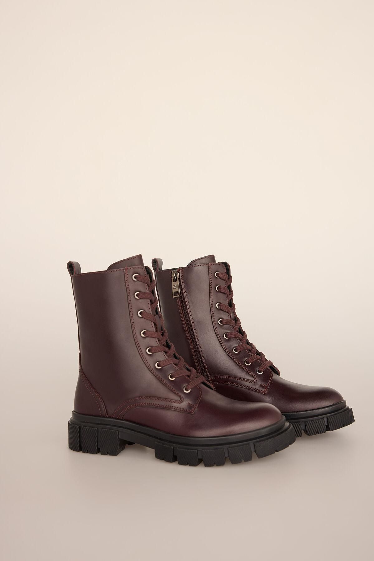 페드로 델 이에로 프리미엄 버건디 레더 컴뱃 앵클 부츠 2042726 BURDEOS - 상세 이미지 3