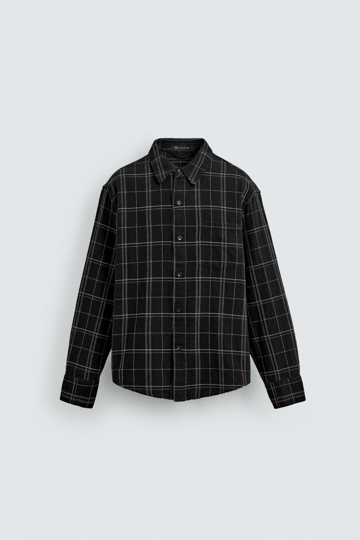 자라 테크니컬 오버핏 체크 오버셔츠 2634/702 BLACK - 상품 이미지