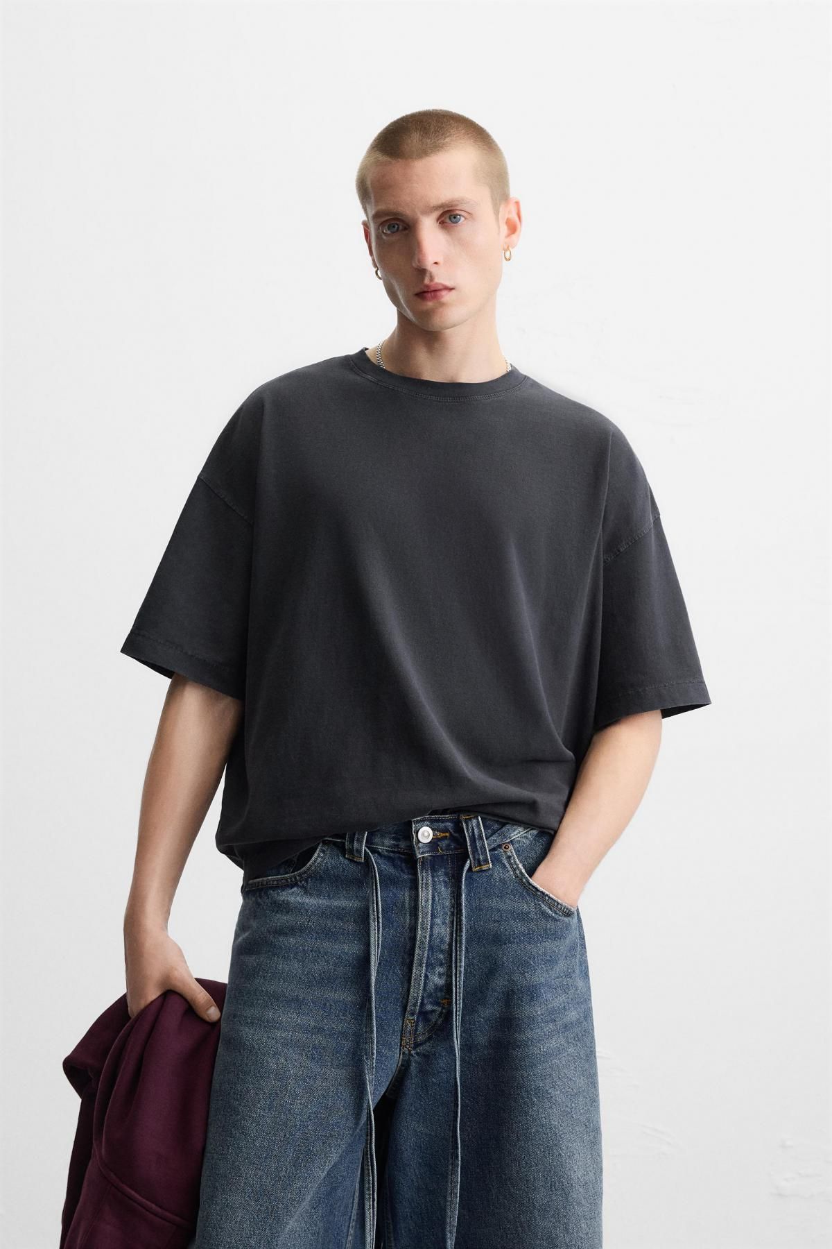 자라 베이직 박시핏 티셔츠 6462/400 ANTHRACITE GREY - 상세 이미지 3