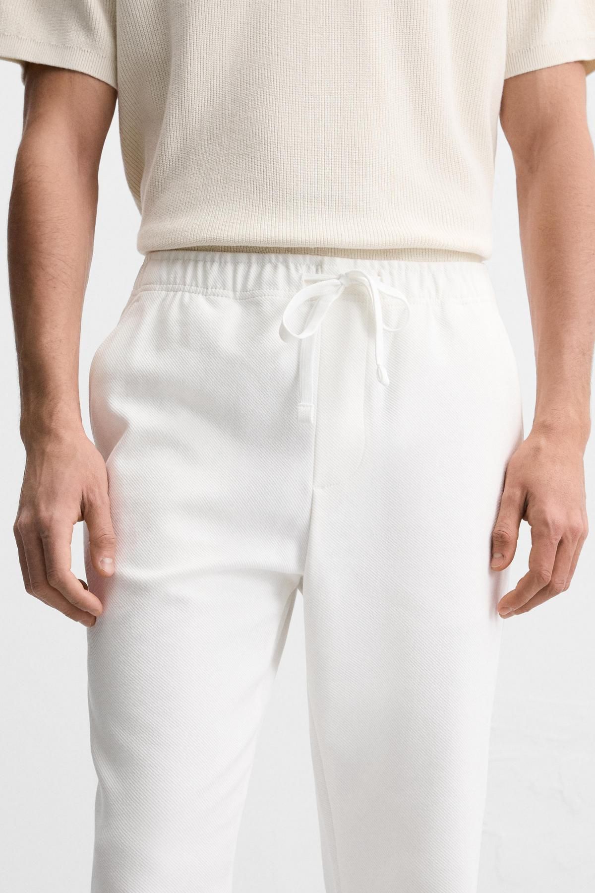 자라 컴포트핏 조거 웨이스트 팬츠 7484/303 OYSTER-WHITE - 상세 이미지 5