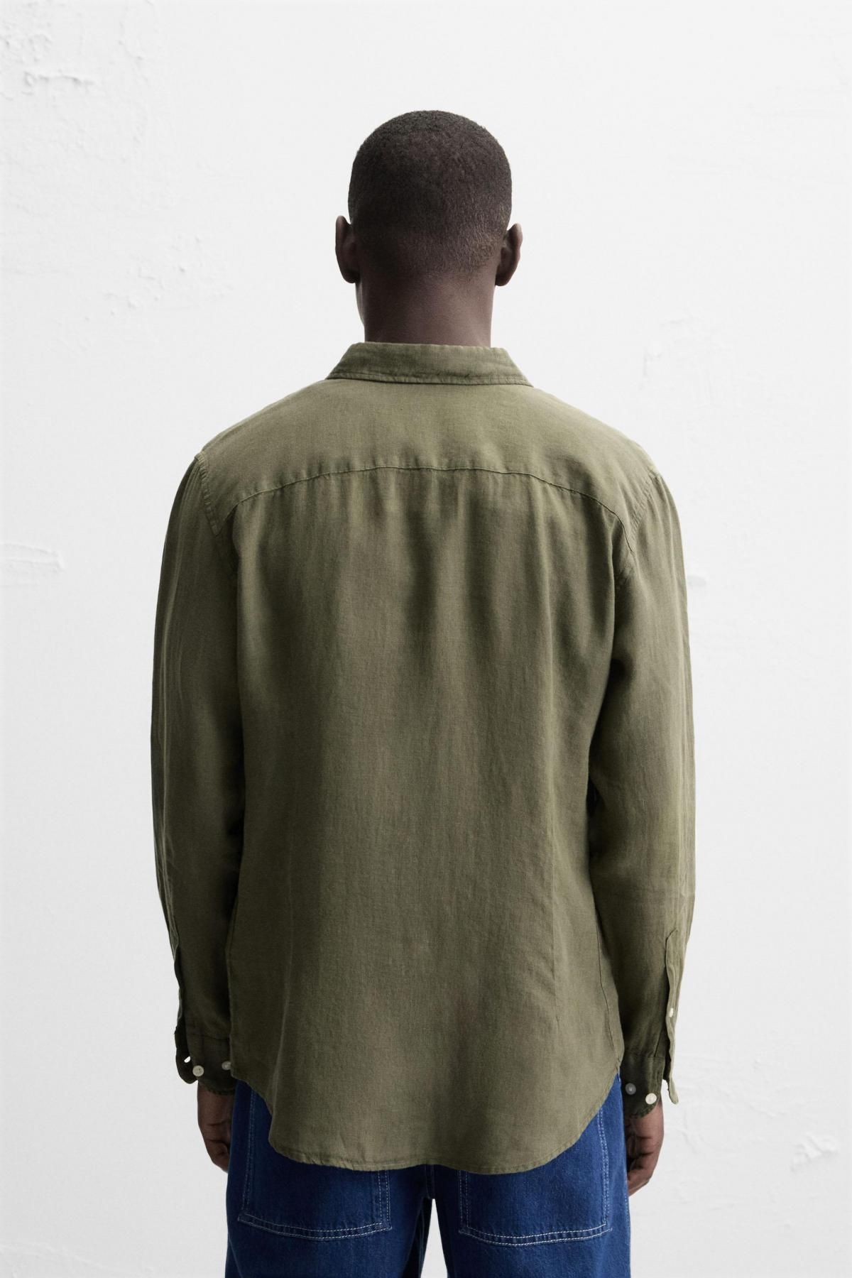 자라 린넨 클래식 긴팔 셔츠 3090/010 DARK OLIVE - 상세 이미지 4