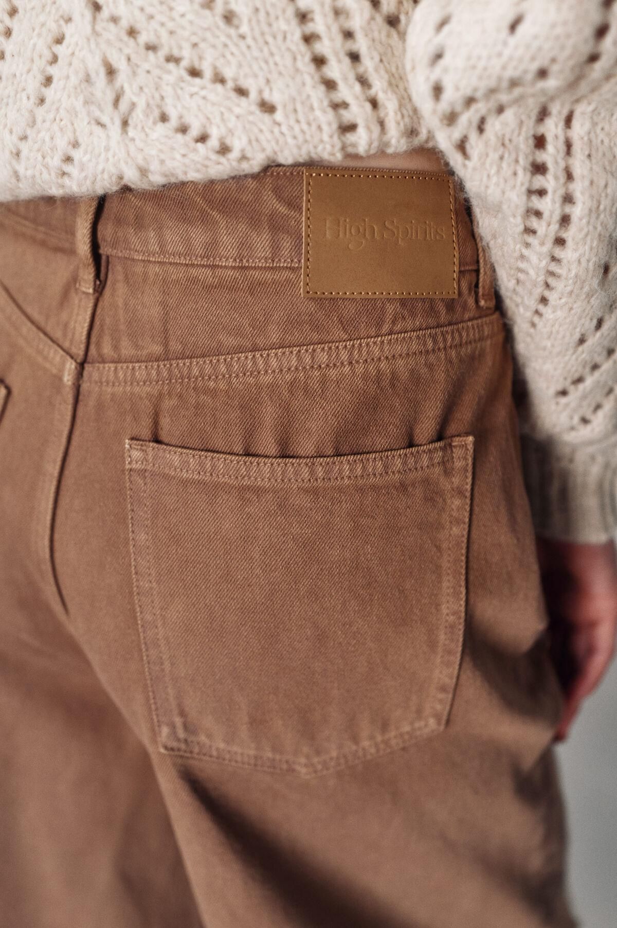 하이 스피리츠 와이드핏 하이웨스트 브라운 팬츠 0442254 MARRON - 상세 이미지 4