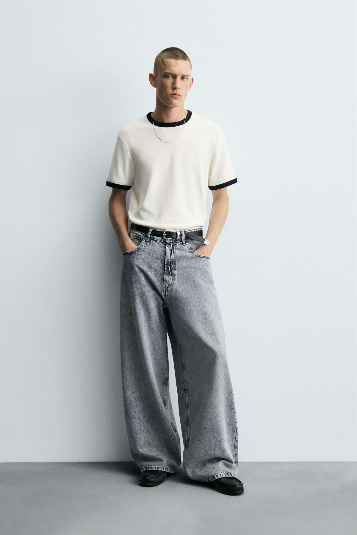 자라 트렌디 와이드 배기핏 데님 청바지 0943/400 GREY / BLUE - 상세 이미지 2