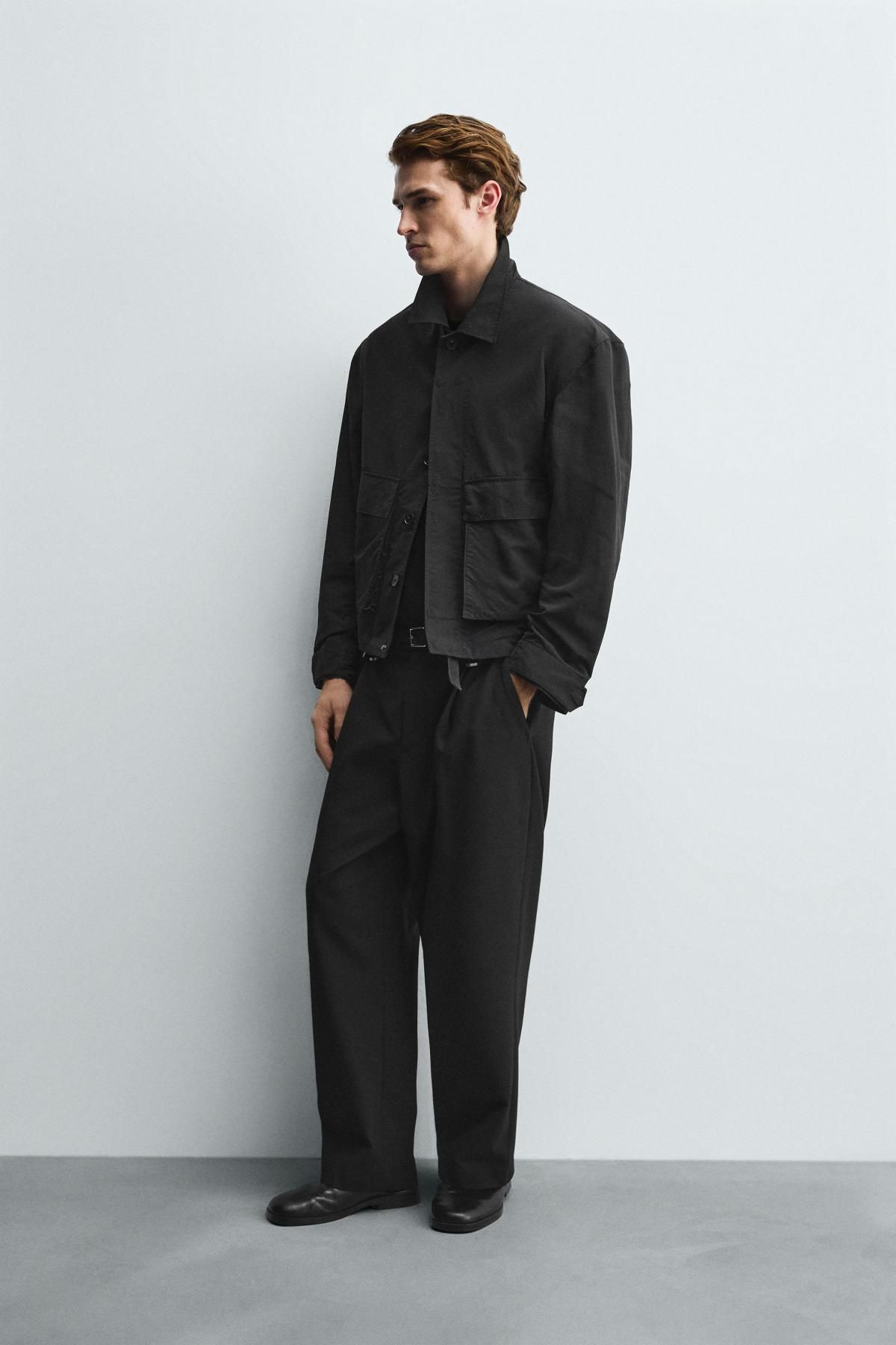 자라 테크니컬 박시핏 블랙 포켓 집업 재킷 0155/350 BLACK - 상세 이미지 5