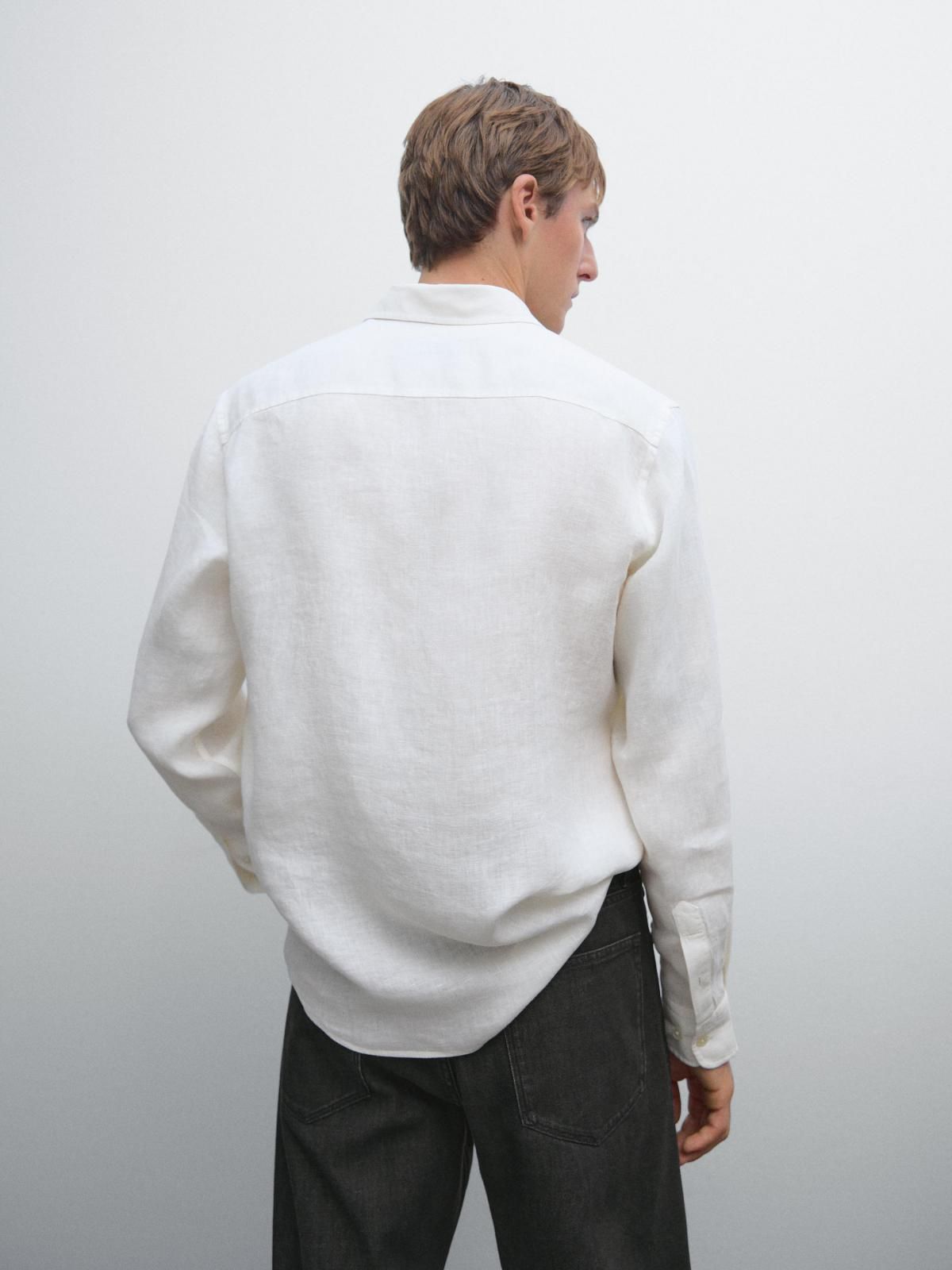 마시모두띠 린넨 레귤러핏 클래식 포켓 화이트 긴팔 셔츠 1751/777 BEIGE - 상세 이미지 4