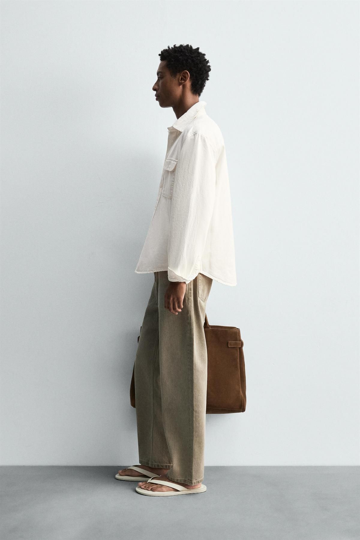 자라 오가닉 코튼헴프 화이트 데님 오버셔츠 9942/390 OYSTER-WHITE - 상세 이미지 5