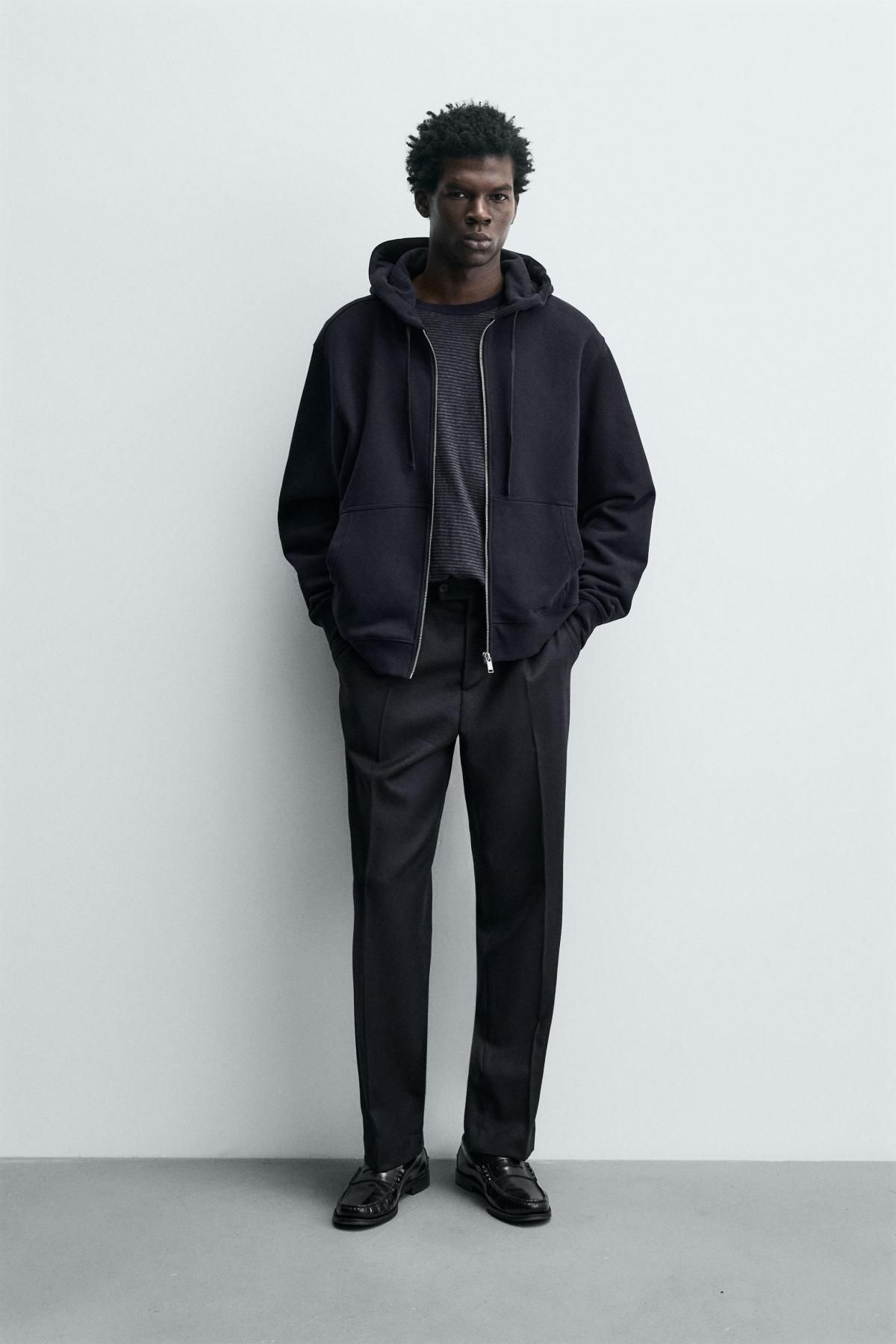 자라 울 텍스처 레귤러핏 슬랙스 팬츠 6746/638 NAVY BLUE - 상세 이미지 2