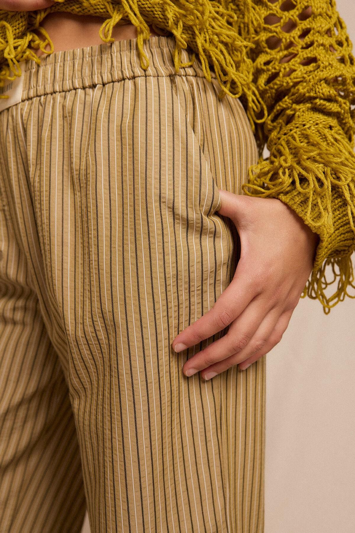 슬로우러브 와이드 스트라이프 파자마 스타일 팬츠 3722141 ESTAMPADO VERDE - 상세 이미지 4