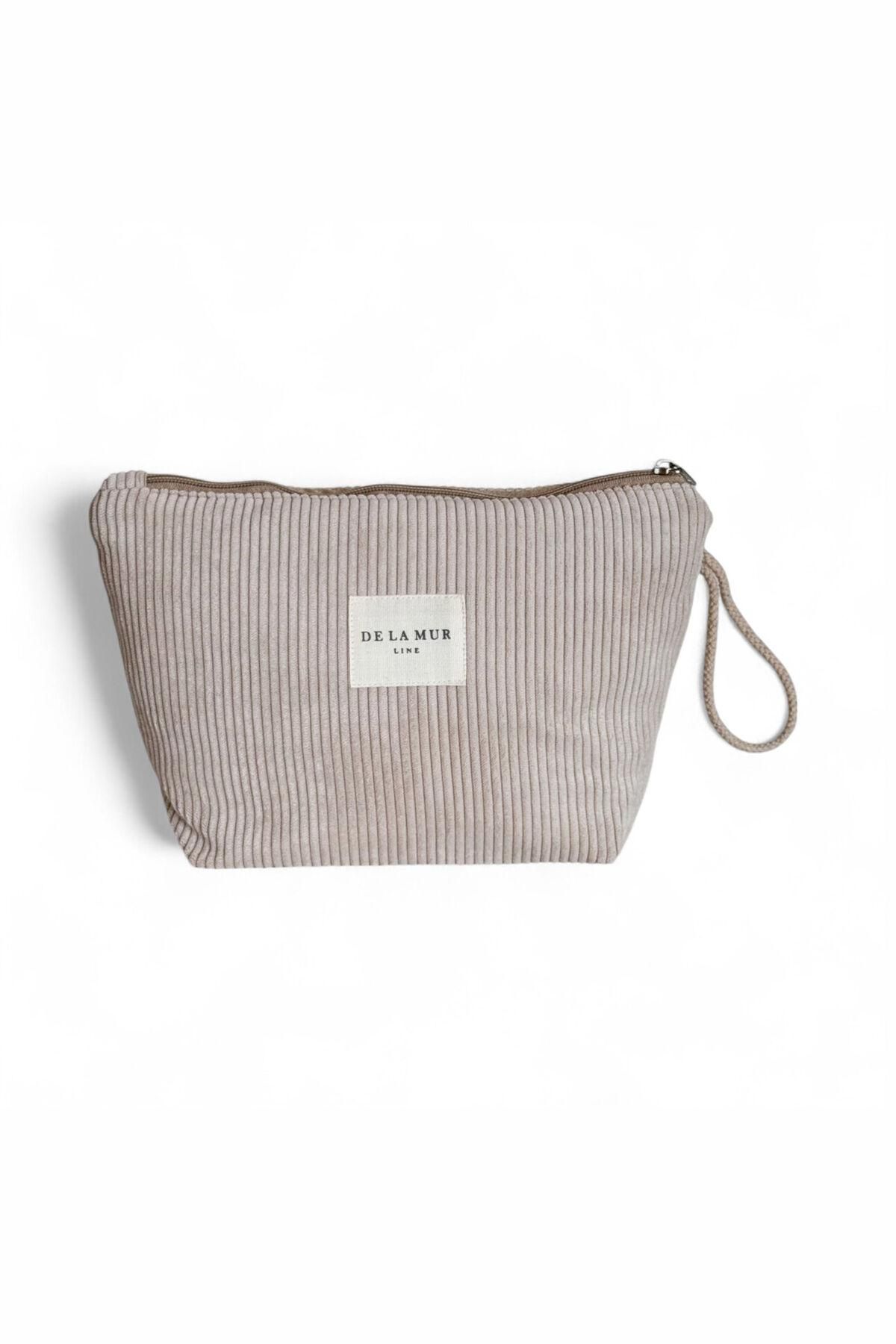 데라무르 코듀로이 베이지 파우치 6622525 BEIGE - 메인 이미지