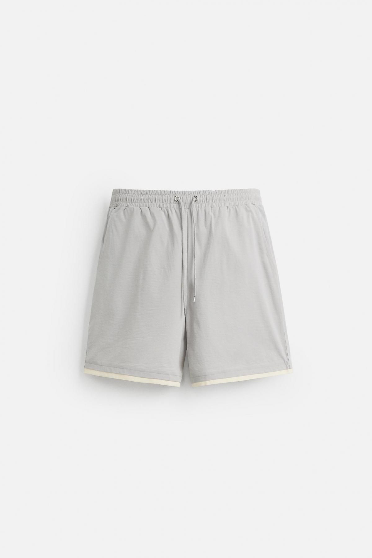 자라 테크니컬 라이트그레이 배색 반바지 8054/411 PEARL GREY - 상품 이미지