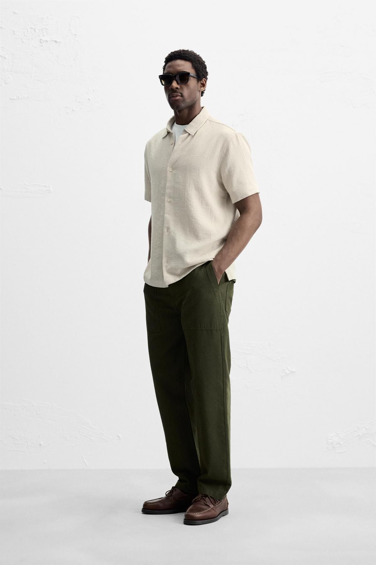 자라 텍스처 반팔 셔츠 4333/371 LIGHT BEIGE - 상세 이미지 5