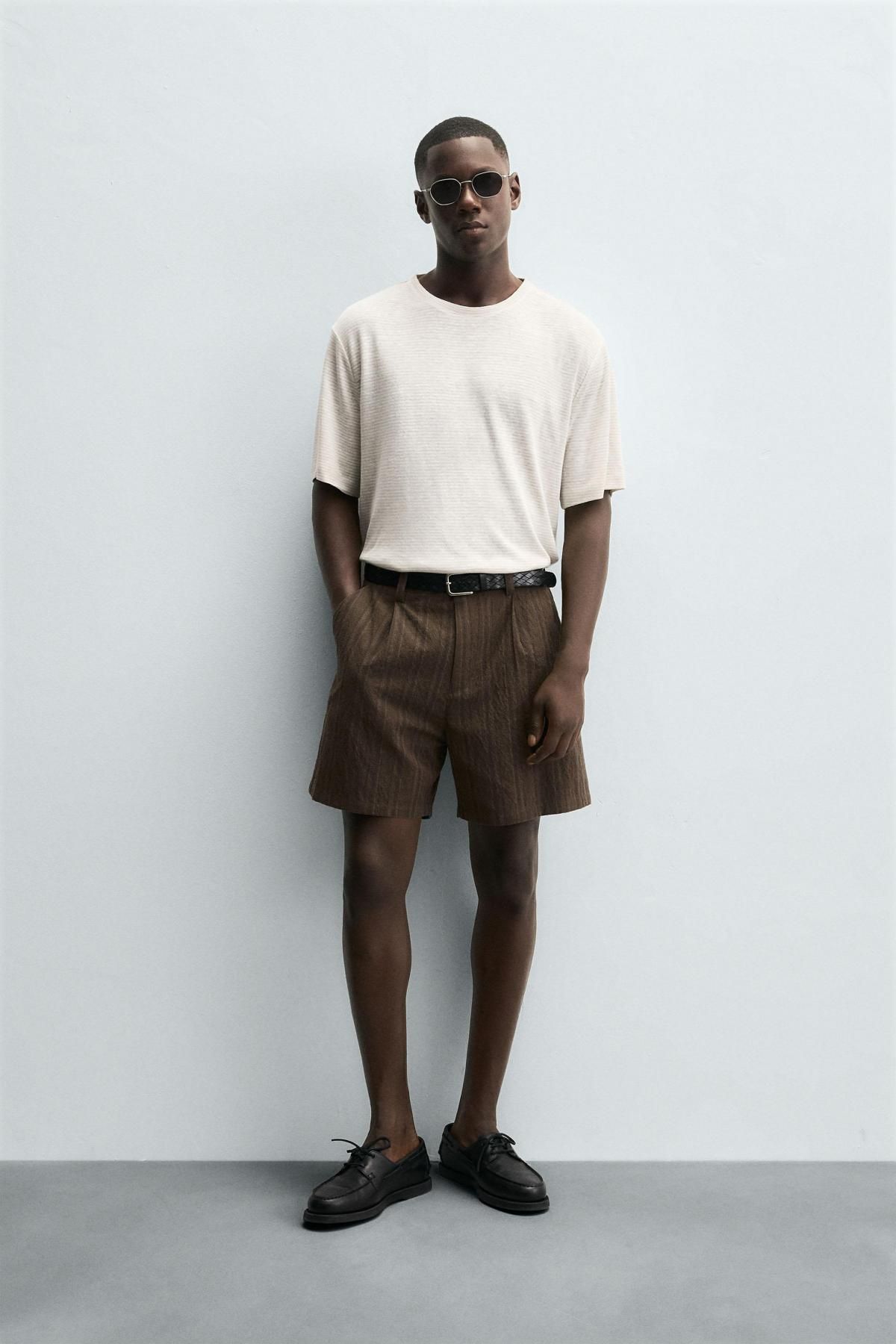 자라 헴프 비스코스 스트라이프 반팔 티셔츠 4853/311 ECRU / BEIGE - 상세 이미지 2