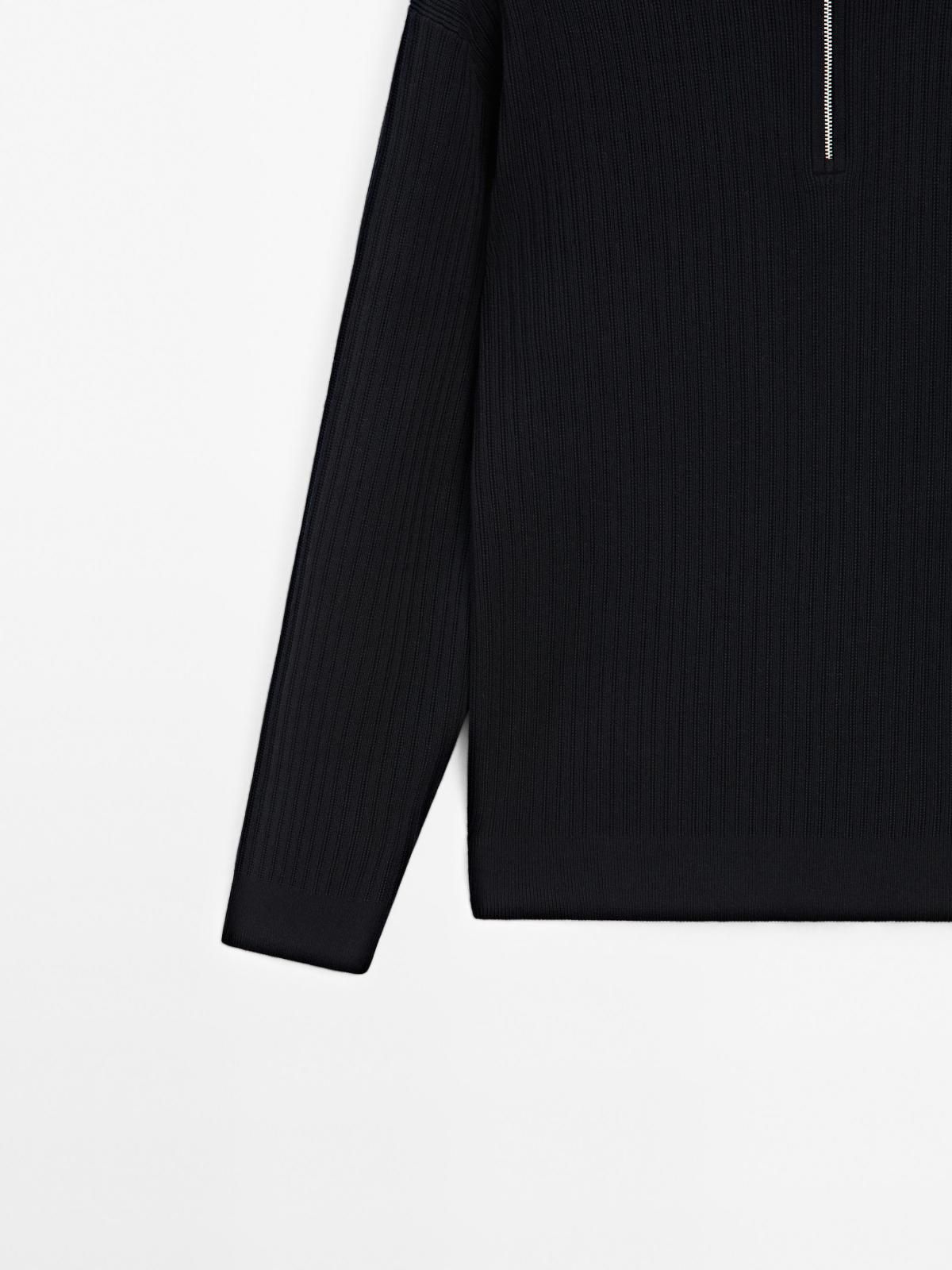 마시모두띠 테크니컬 지퍼넥 코튼 니트 스웨터 0946/201 NAVY BLUE 이미지 8