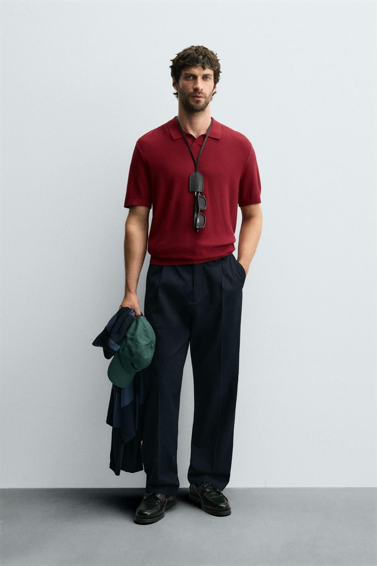자라 텍스처 레귤러핏 테크니컬 반팔 폴로셔츠 4938/302 BRIGHT RED - 상세 이미지 2