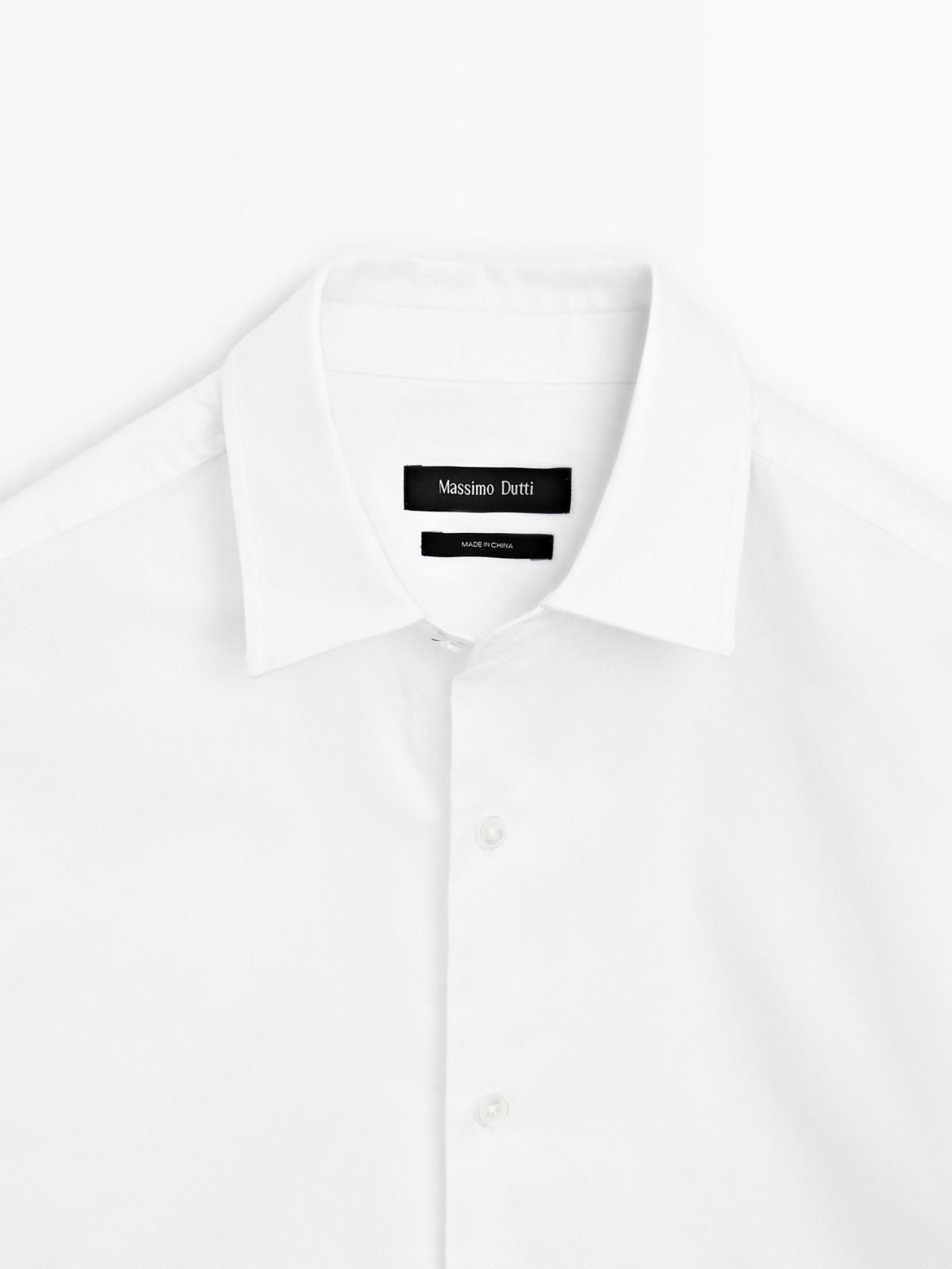 마시모두띠 화이트 텍스처 레귤러핏 코튼 긴팔 셔츠 1741/294 WHITE - 상세 이미지 3