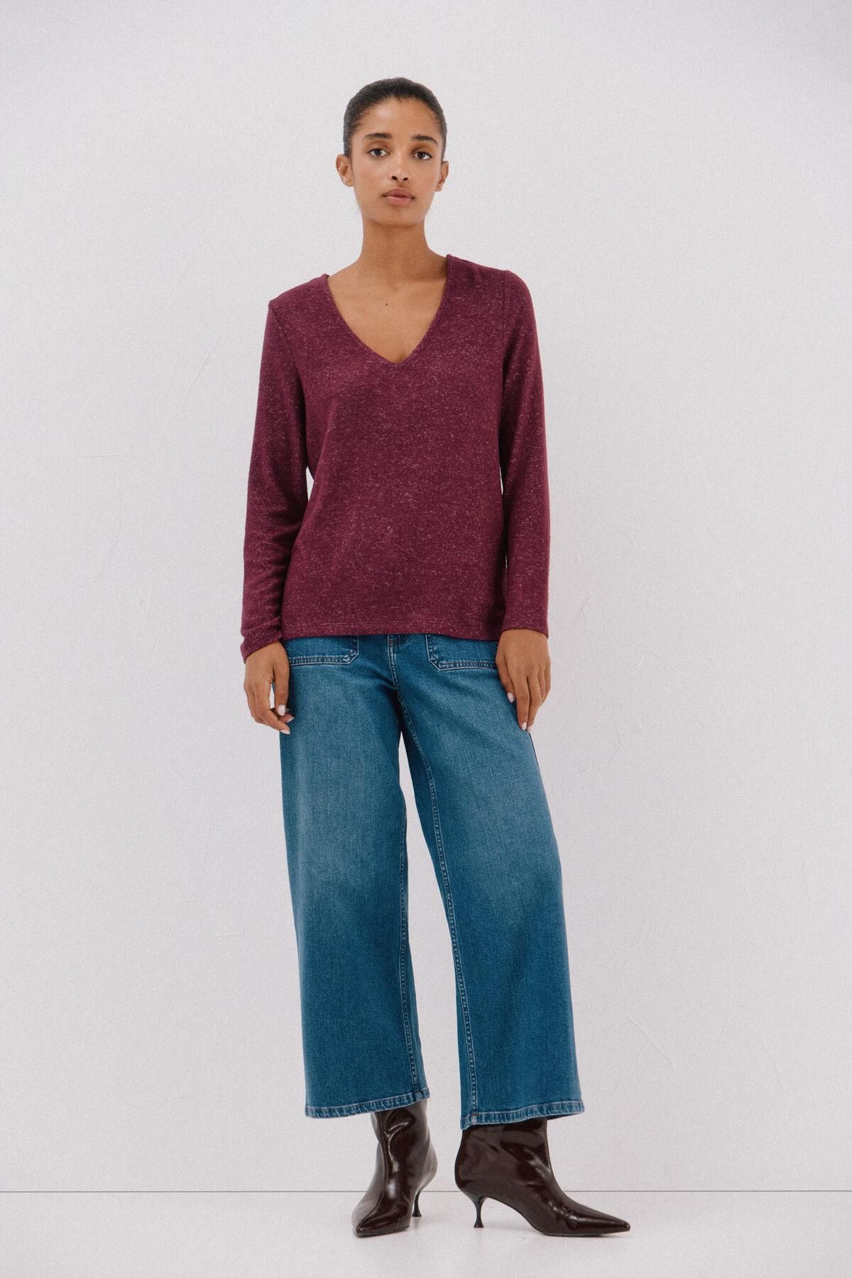 꼬르떼피엘 베이직 브이넥 긴팔 티셔츠 5682226 MORADO - 상세 이미지 2