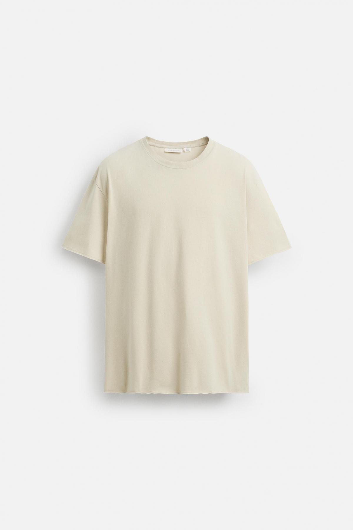 자라 미니멀 아이보리 레귤러핏 반팔 티셔츠 4231/483 BEIGE - 메인 이미지