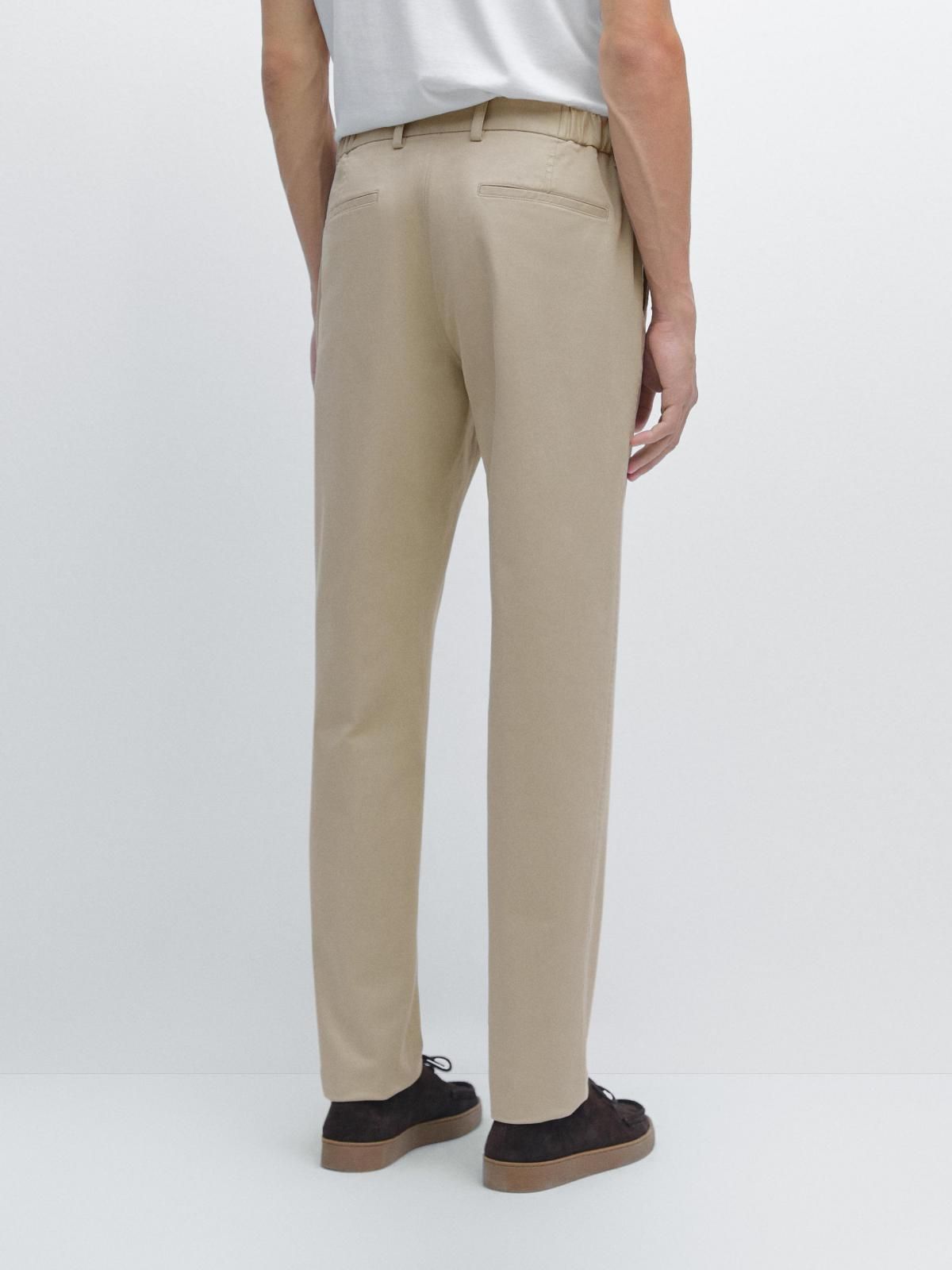 마시모두띠 슬림핏 엘라스틱 디테일 슬랙스 팬츠 0037/008 BEIGE - 상세 이미지 3