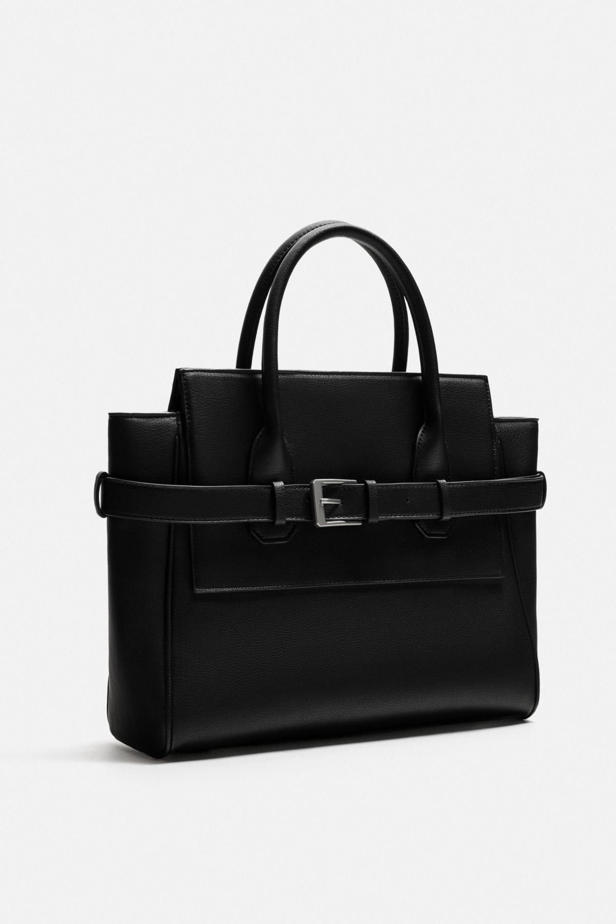 자라 모던 클래식 벨트 디테일 토트백 3507/620 BLACK - 상세 이미지 5