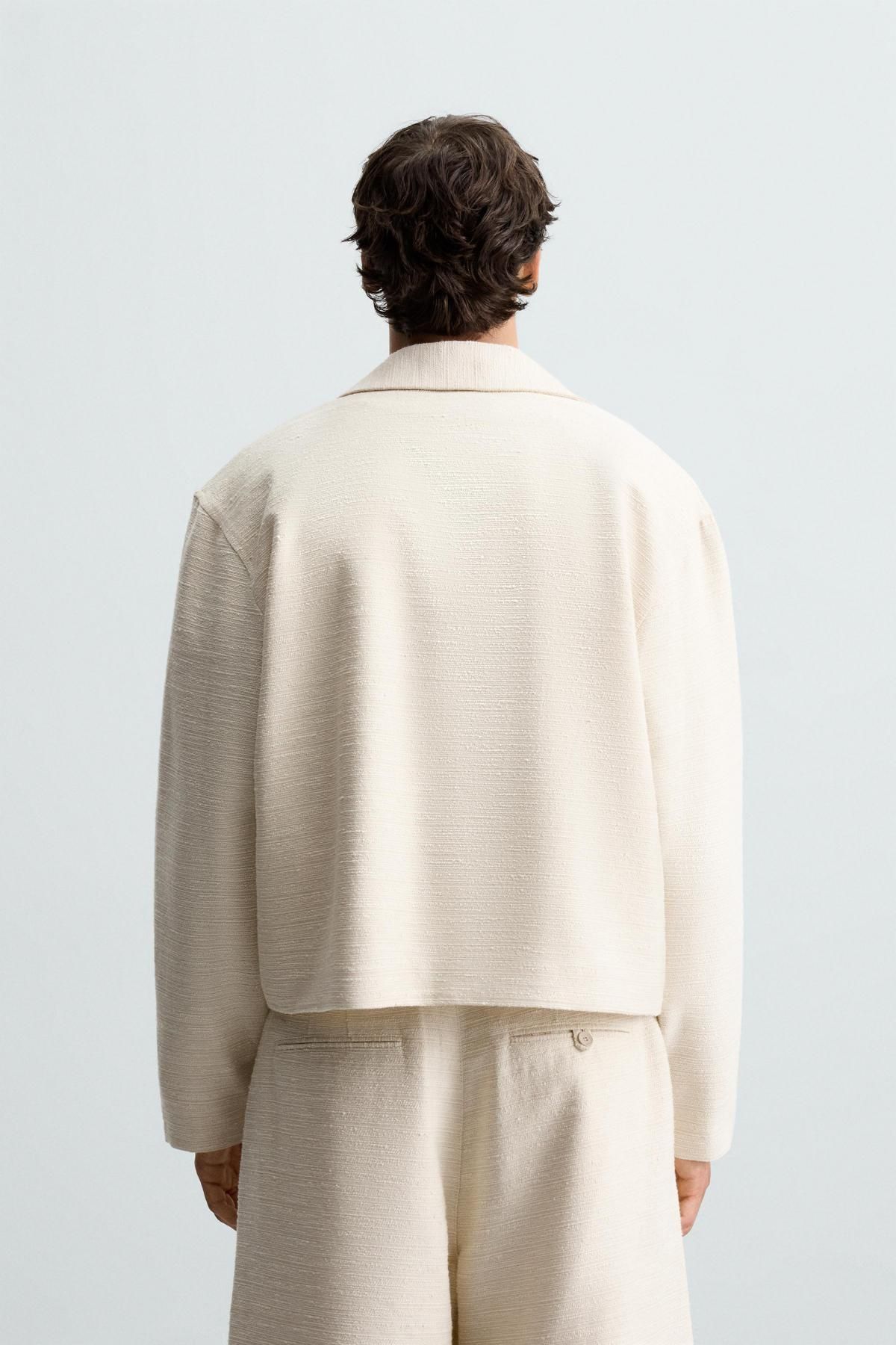 자라 아이보리 테크니컬 텍스처 오버핏 오버셔츠 6861/124 BEIGE - 상세 이미지 4