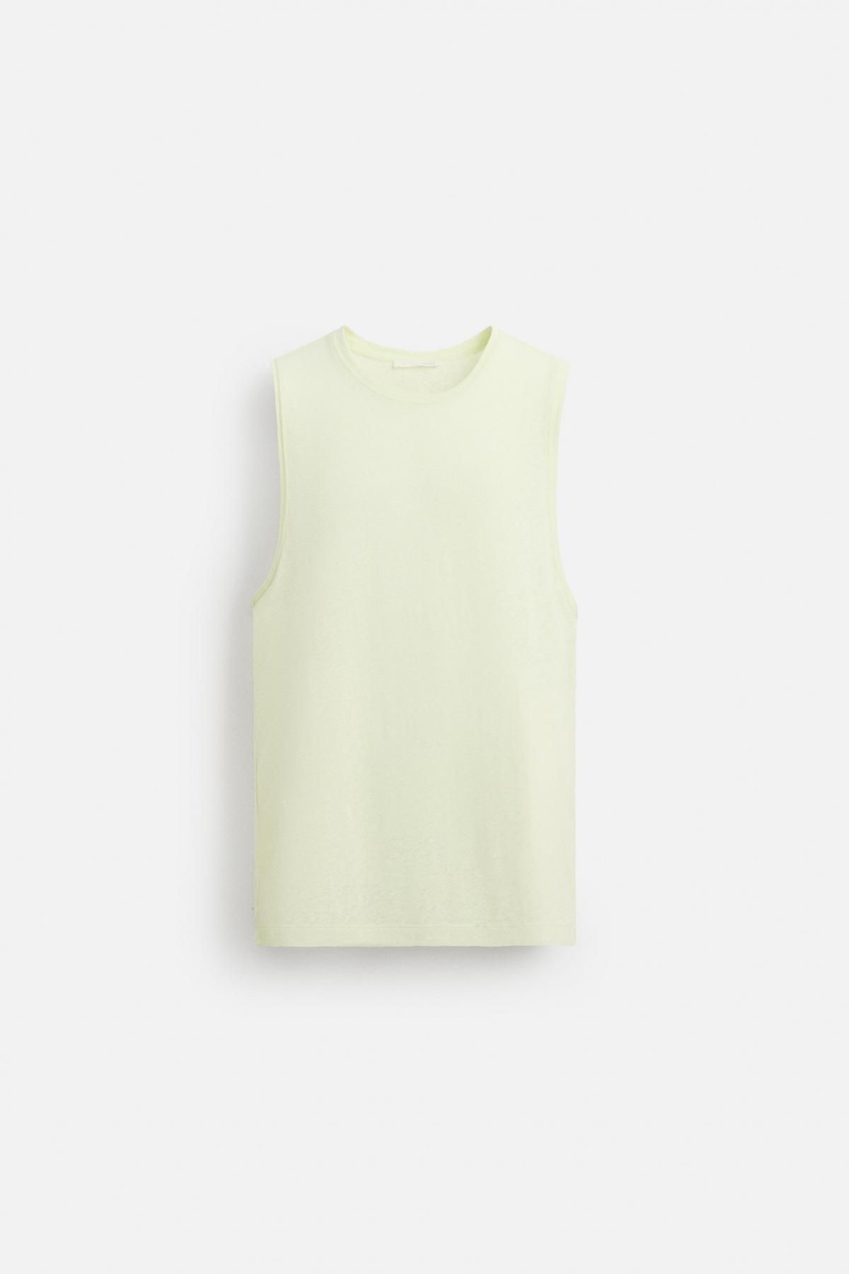 자라 미니멀 린넨 블렌드 민소매 티셔츠 5584/301 LIME - 메인 이미지