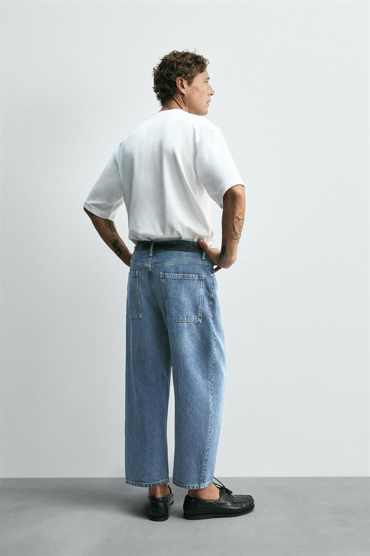 자라 테이퍼드 와이드핏 데님 청바지 9942/370 MID-BLUE - 상세 이미지 4