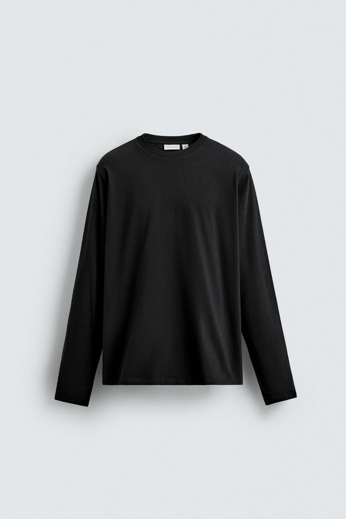 자라 미니멀 블랙 컴팩트코튼 롱슬리브 티셔츠 4161/304 BLACK - 메인 이미지