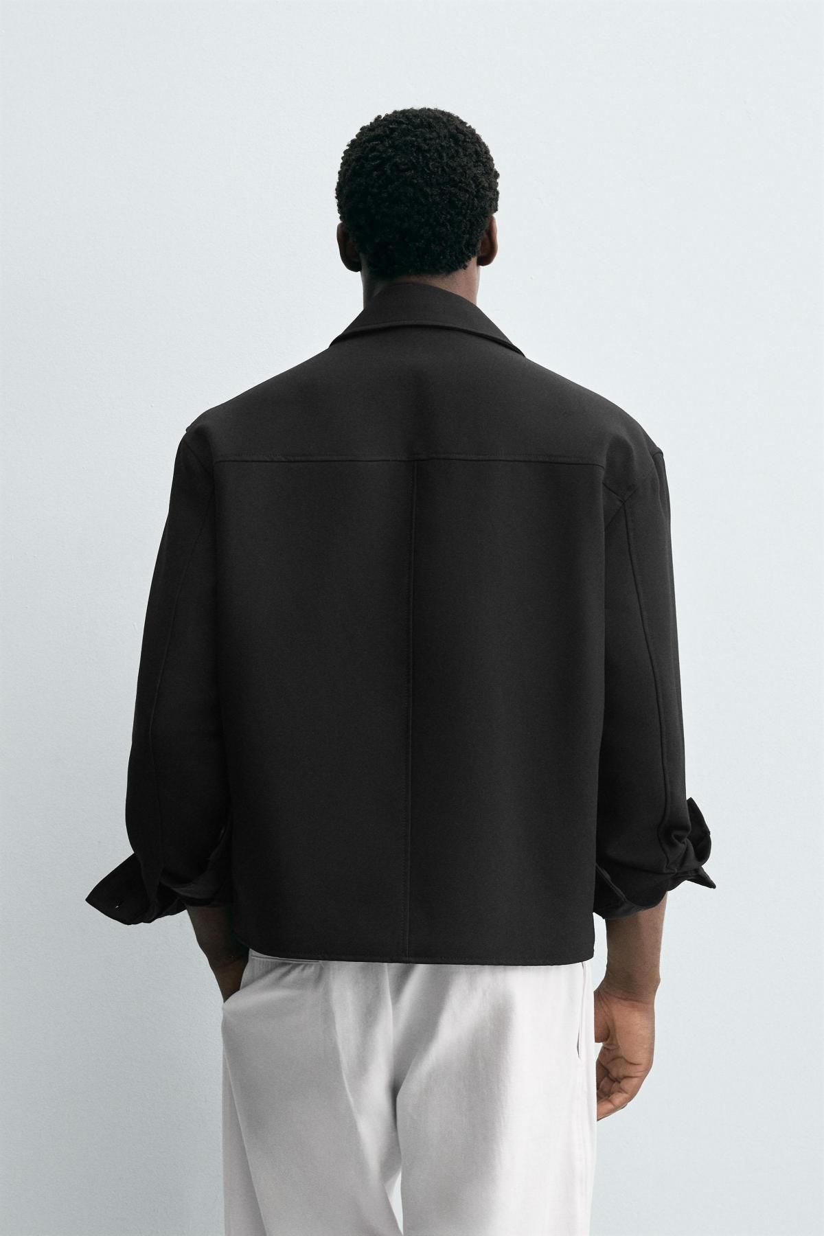 자라 테크니컬 박시핏 오버셔츠 6861/390 BLACK - 상세 이미지 4