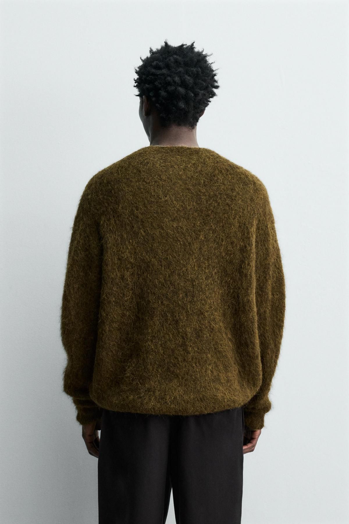 자라 알파카 혼방 소프트 라운드 니트 스웨터 5755/347 OLIVE GREEN - 상세 이미지 4