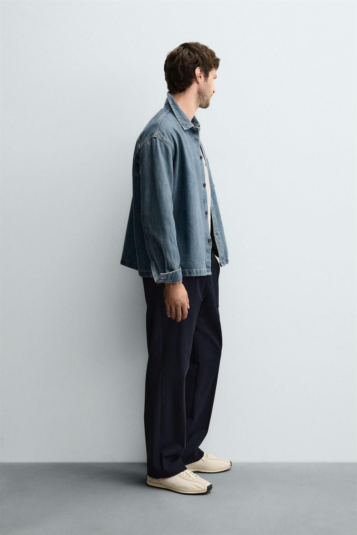 자라 와이드핏 데님 긴팔 셔츠 4470/350 MID-BLUE - 상세 이미지 5