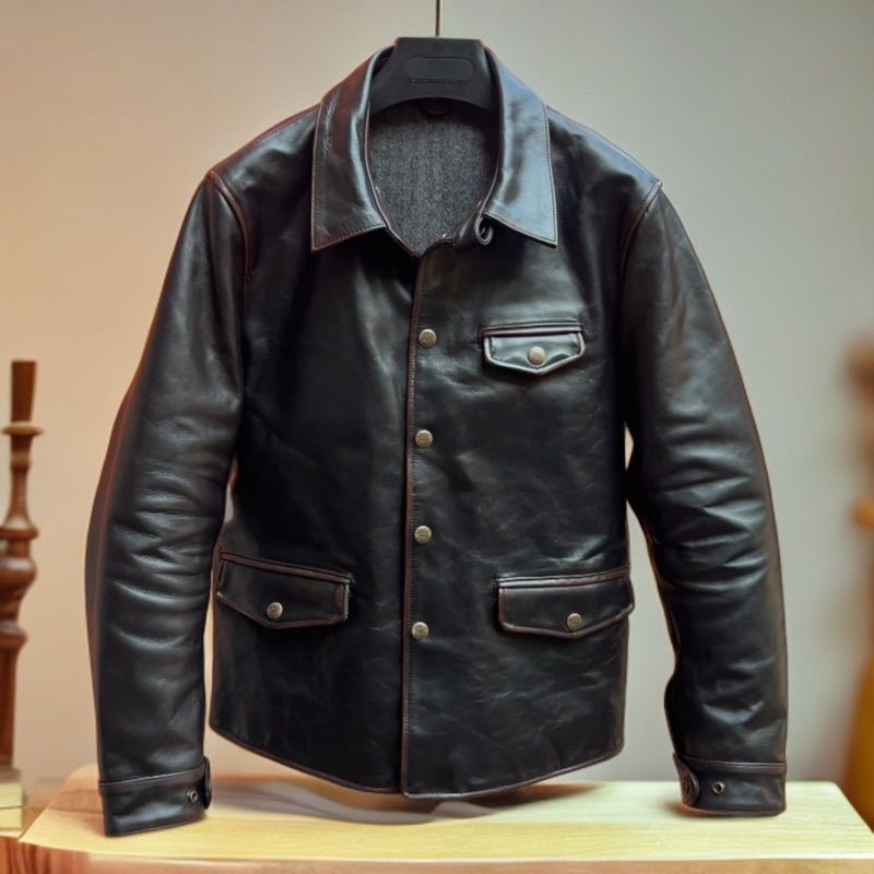 말가죽자켓 항공 고급 가죽 남성 말가죽 점퍼 다크 브라운 2XL - 상품 이미지