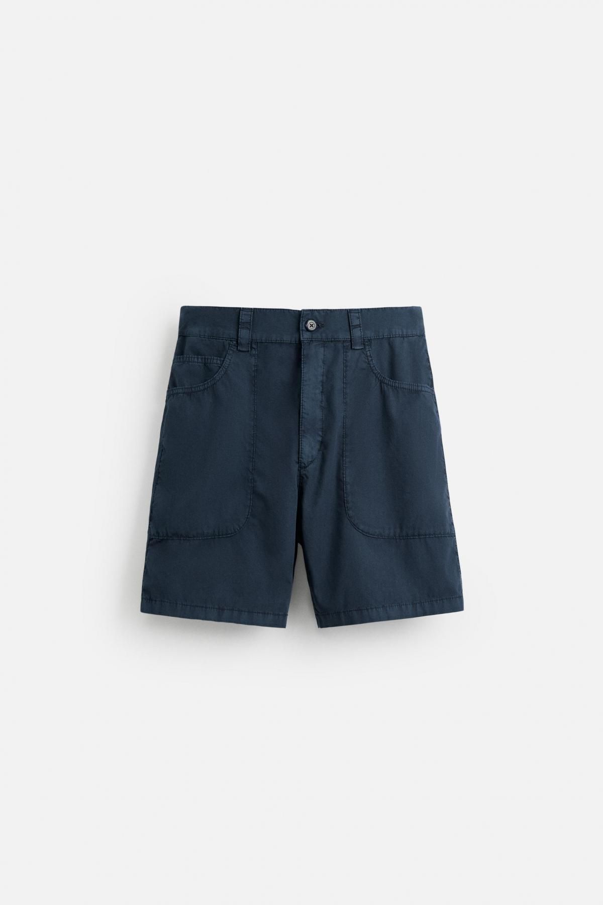 자라 워시드 레귤러핏 코튼 버뮤다 반바지 8527/303 NAVY BLUE - 메인 이미지