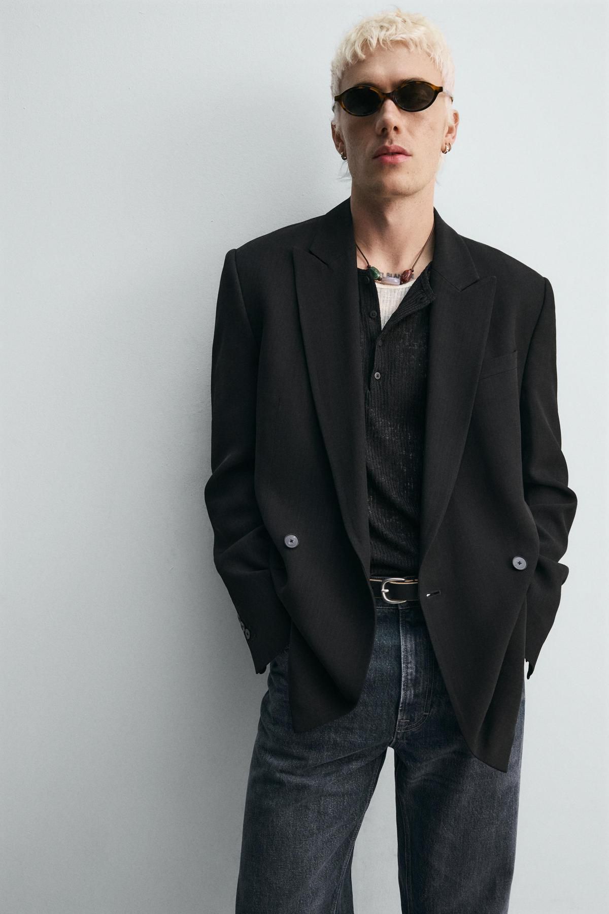 자라 테크니컬 더블브레스트 블랙 블레이저 6400/152 BLACK 이미지 7