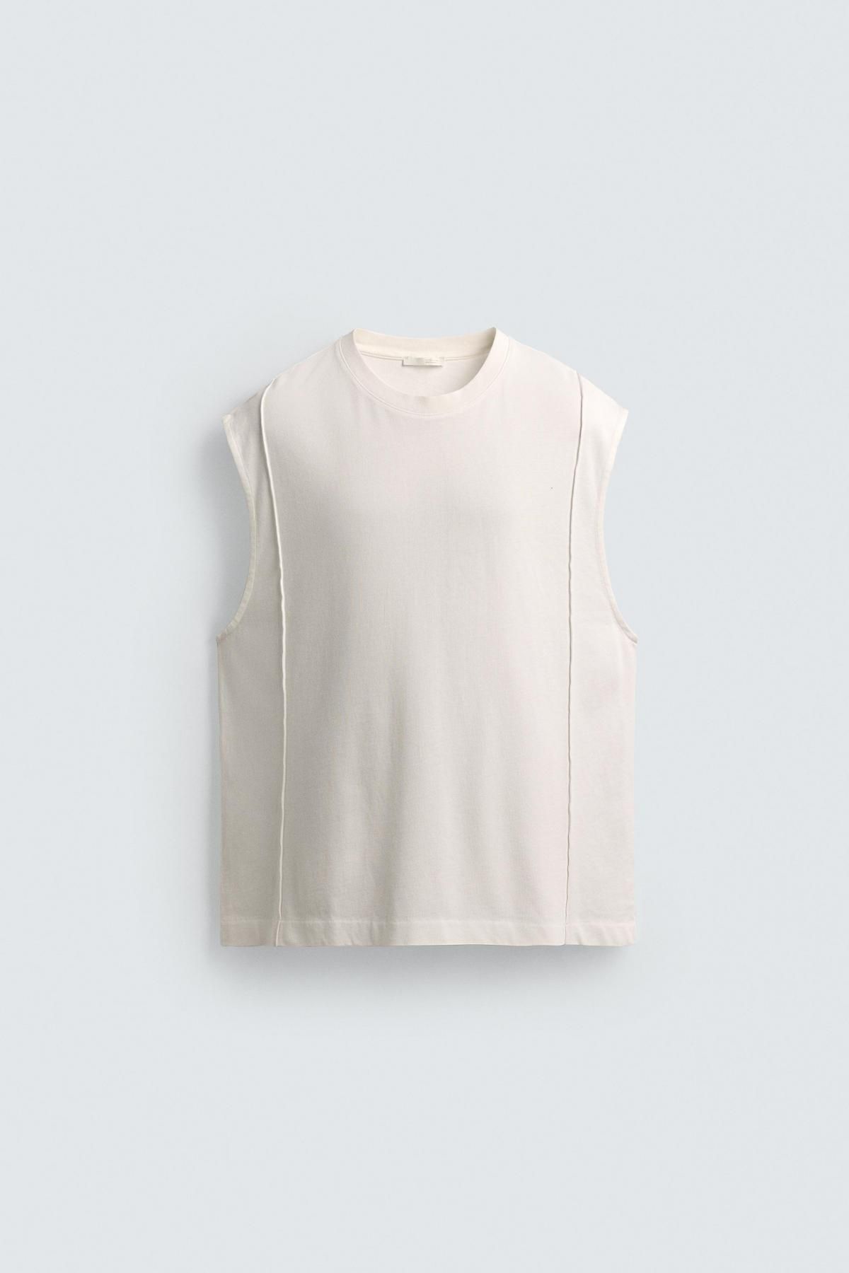 자라 미니멀 라운드넥 민소매 탱크 티셔츠 4805/331 WHITE - 메인 이미지