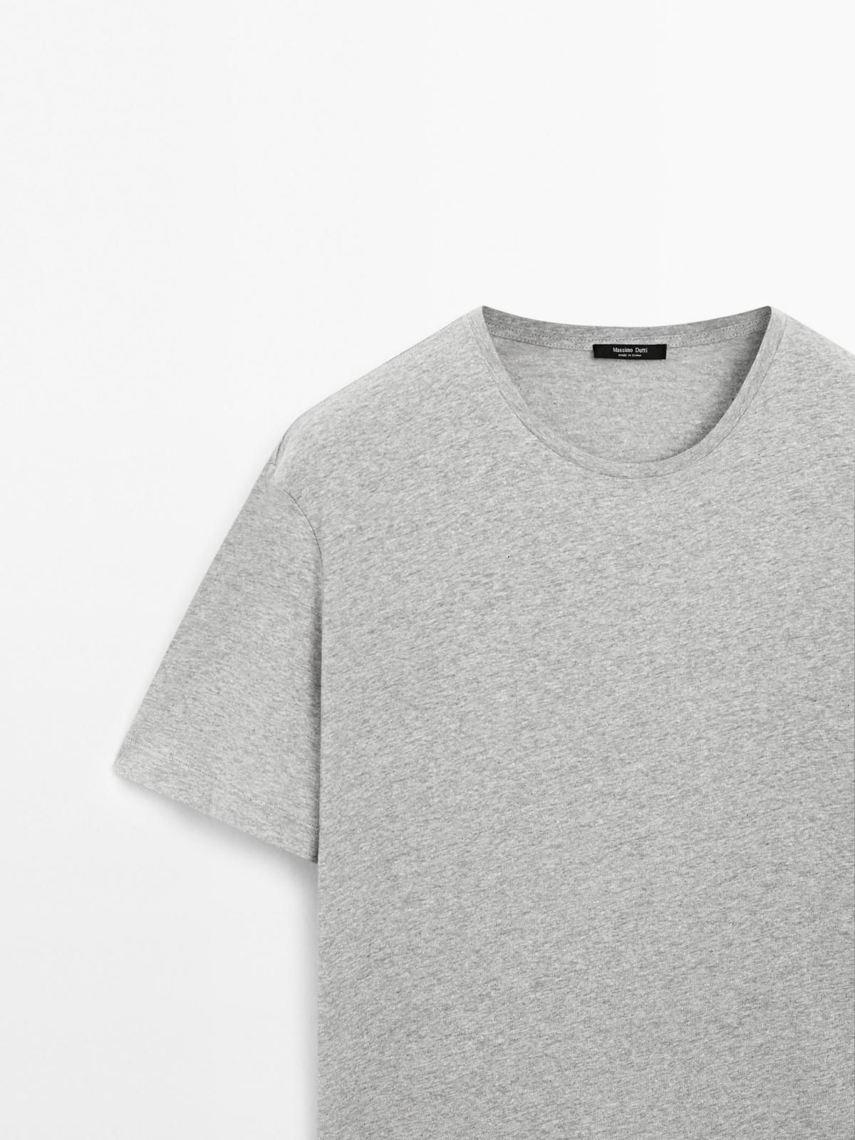 마시모두띠 멜란지 릴렉스핏 코튼 린넨 반팔 티셔츠 0508/155 GREY MARL - 상세 이미지 5