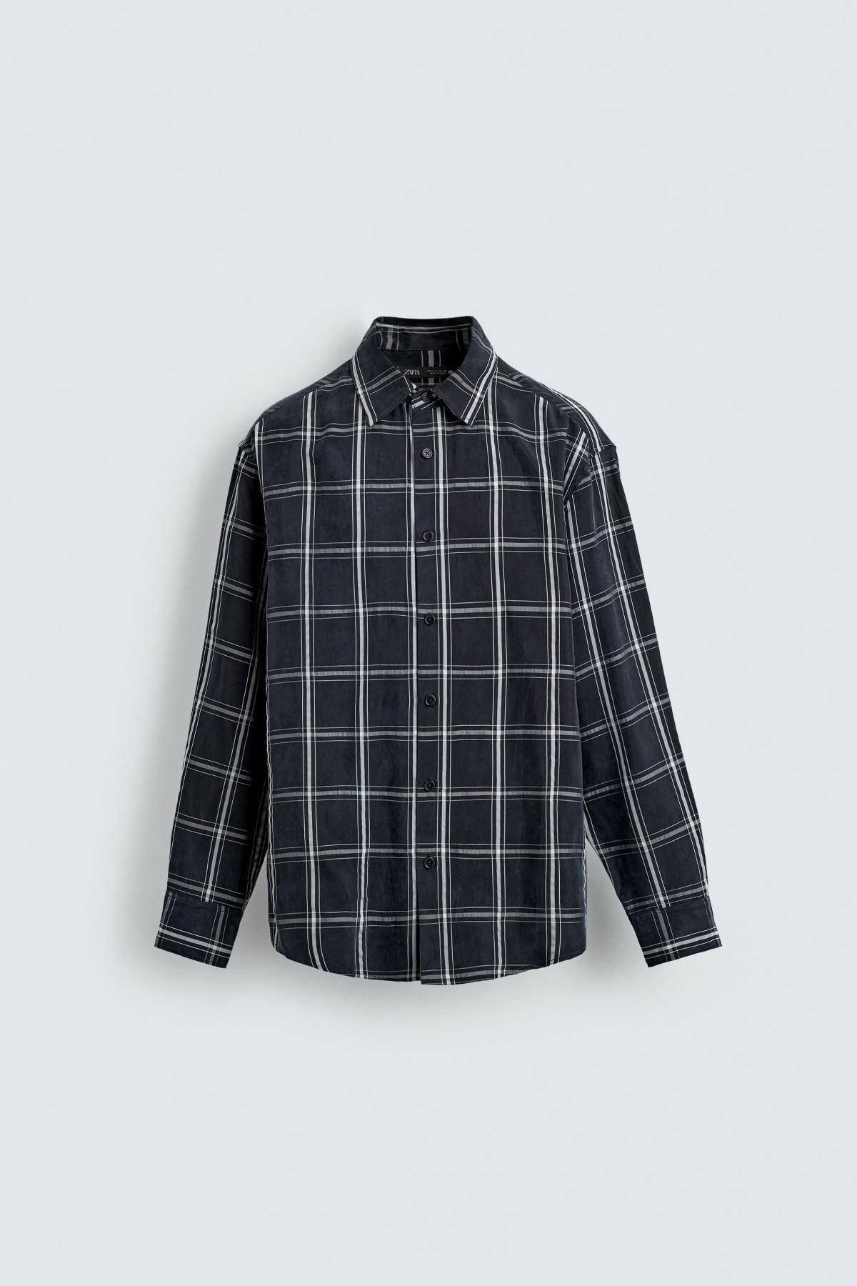 자라 테크니컬 체크 긴팔 셔츠 5320/705 NAVY BLUE - 메인 이미지
